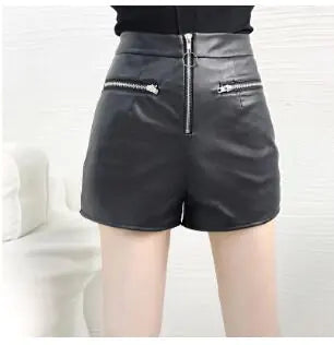 High-Waisted A-Line Loose Fit Wide-Leg Leather Pants