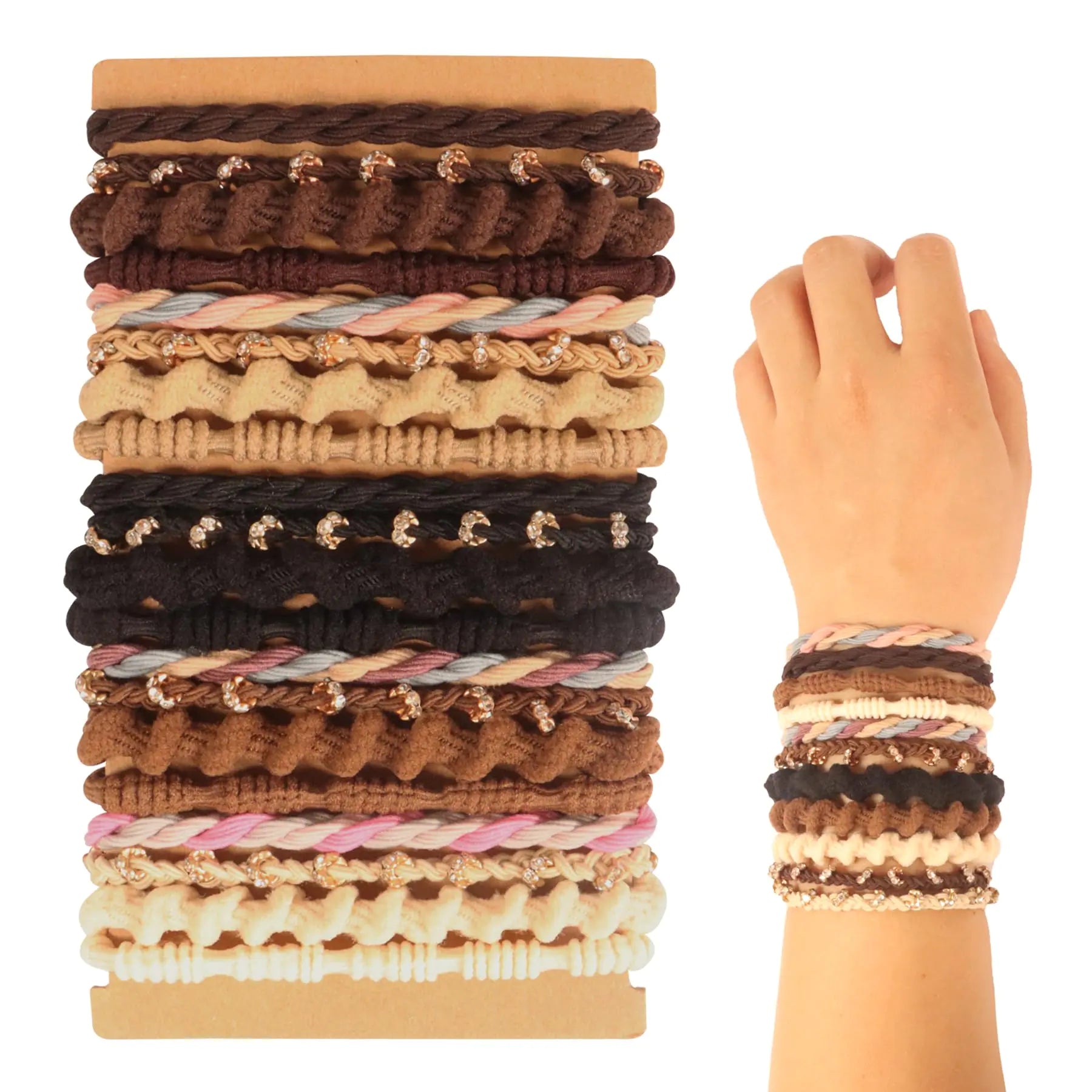 FECASIMY Boho Bracelets Hair Ties for Thick or Thin Hair Hair Ties for Women Cute Hair Ties for Ponytail Holders No Damage Hair Accessories Hair Ties 20PCS