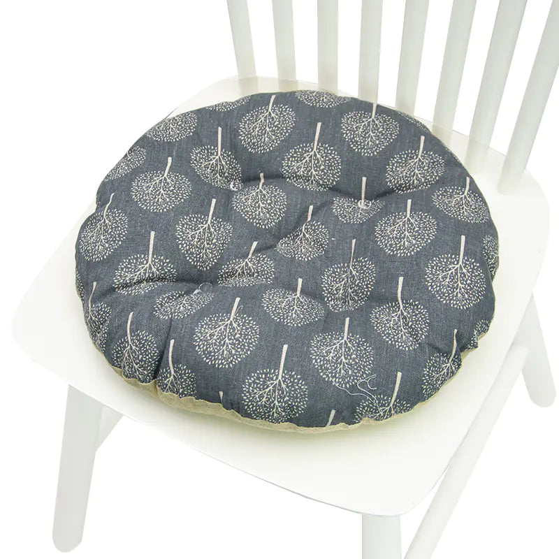 Round Chair Cushion for Bay Window - Printed Polyester Linen