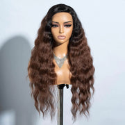 Joedir Lace Front Wigs 28" Long Curly Wavy Ombre Brown Hight Temperature Synthetic Wigs For Black Women 130% Density Wigs - BACKUPMYFILESNOW