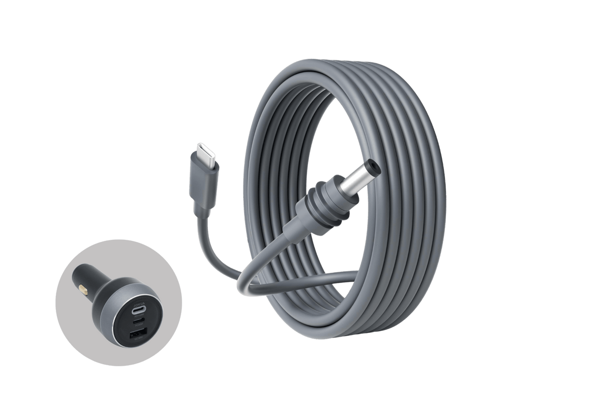 JOWUA Starlink Mini USB-C to DC 3M power cable for EVs, compatible with Cybertruck, Model S, 3, X, Y, in black