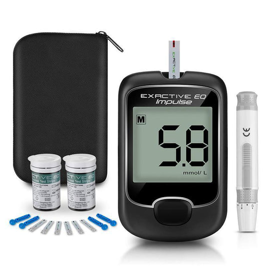 Aimall blood glucose monitor with 50 test strips, a diabetes testing kit for blood sugar level measurement.