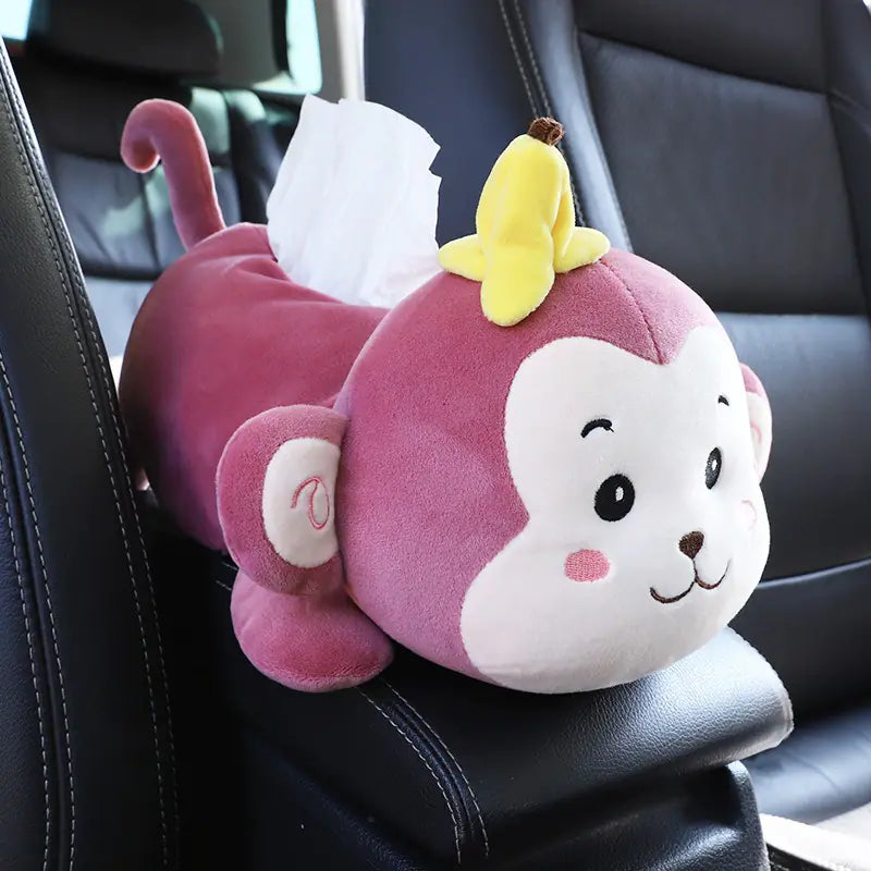 Cute Plush Car Armrest Tissue Box Holder