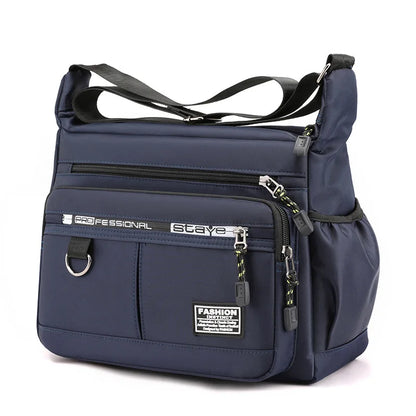 Black KAIGUANG Oxford shoulder bag with large capacity, multi-layer pockets, casual design, and single shoulder crossbody style.