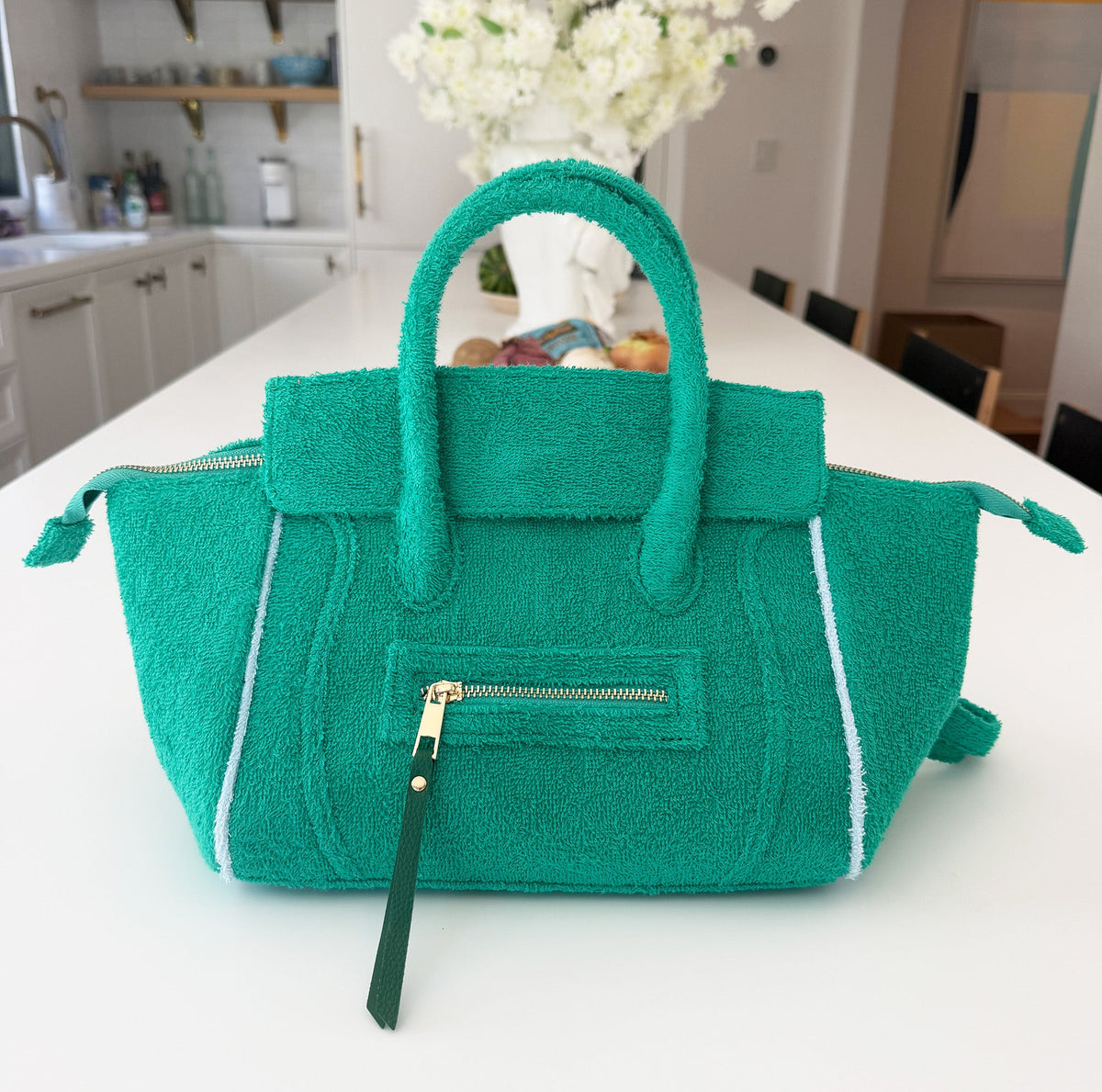 Kelly green Cabana Tote Mini bag by BEACH HAUS featuring a compact, stylish design with sturdy handles and vibrant color.