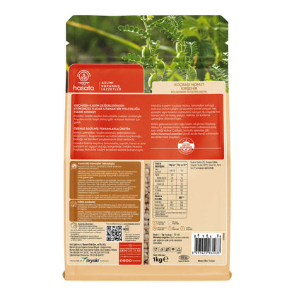 S101 Hasata Chickpeas Ram 1kg, dry chickpeas in a bag, from Kırşehir Kocabaşı, ready for cooking or recipes.