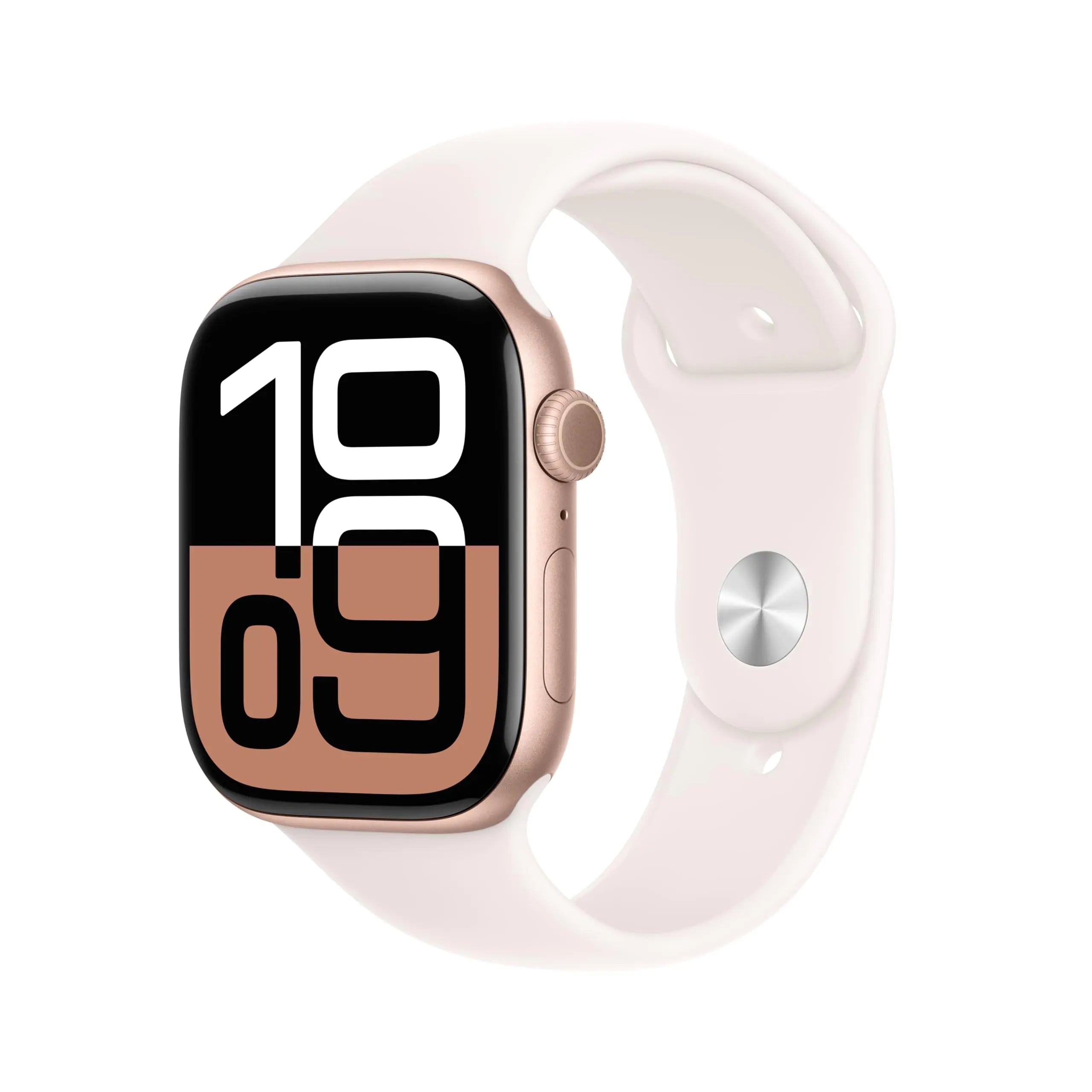 Apple Watch Series 10 [GPS 42mm case] Smartwatch with Rose Gold Aluminium Case with Light Blush Sport Band - S/M. Fitness Tracker ECG App Always-On Retina Display Water Resistant