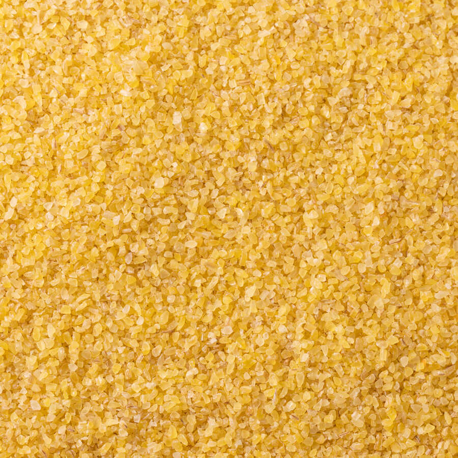 S101 Hasata Fine Bulgur 1kg, light-colored bulgur grain in a clear bowl, ideal for cooking and salad recipes