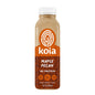 Koia Protein Beverage Horchata 12 oz bottle showing the creamy drink in a clear glass with a straw, highlighting the plant-based protein drink.