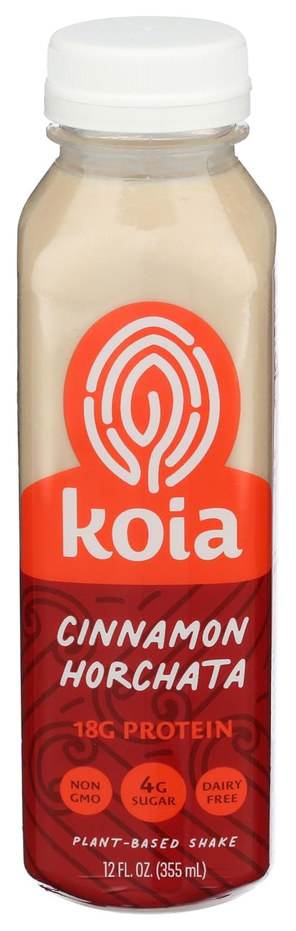 Koia Protein Beverage Horchata in a 12-ounce bottle, featuring creamy horchata flavor and natural ingredients, on a white background.