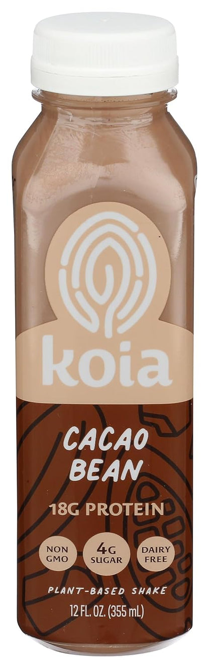 Koia Protein Beverage Horchata 12 oz bottle featuring creamy horchata flavor and plant-based protein drink in a clear bottle.