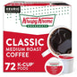 Krispy Kreme Classic single-serve Keurig K-Cup pods with medium roast coffee, 32-count pack, ideal for brewing Krispy Kreme coffee at home.