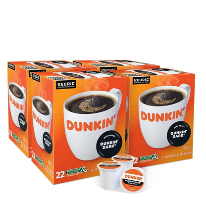 KupofK Coffee Dunkin Midnight Keurig K-cups, 22 count, single-serve coffee pods for Keurig brewers.