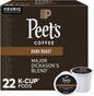 KupofK Coffee Peet's Major Dickason's Blend K-Cups for Keurig, rich coffee pods in a box of 22.