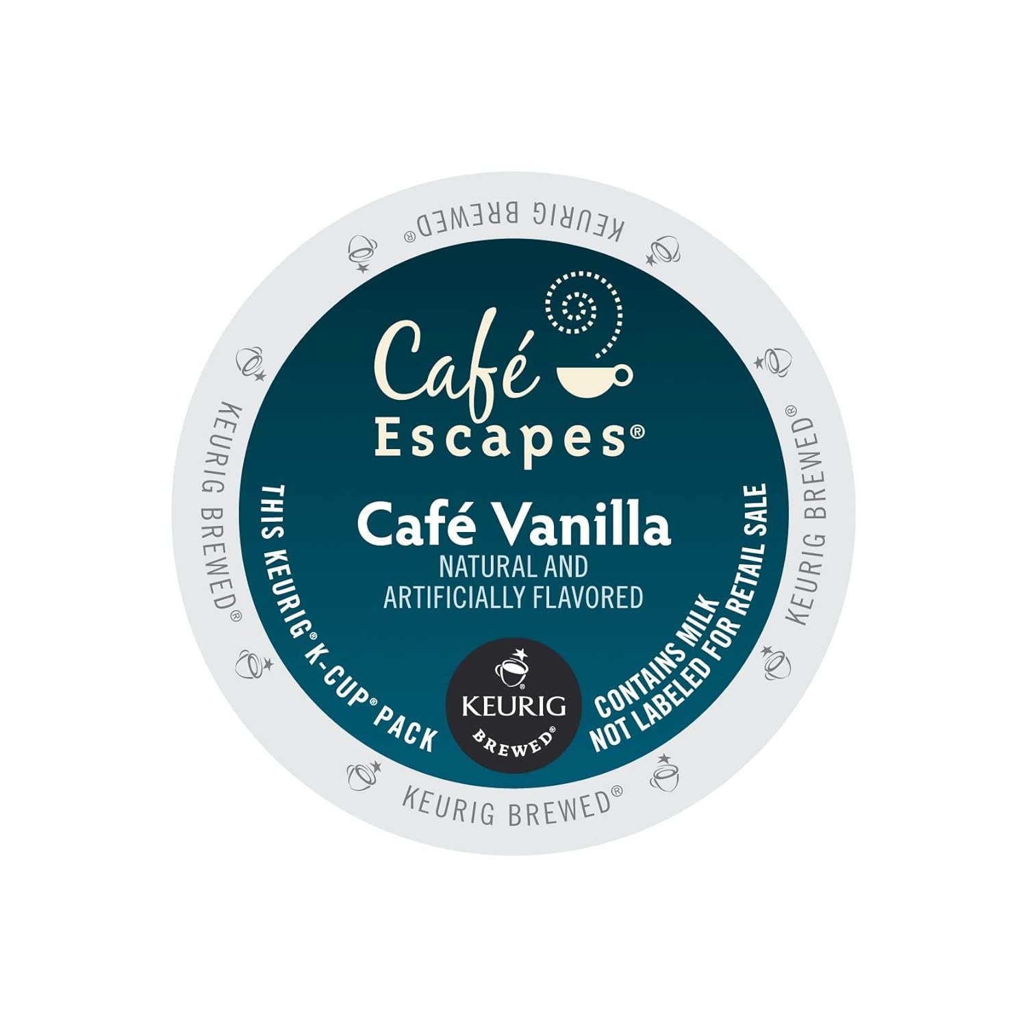KupofK Coffee Cafe Escapes Cafe Vanilla coffee pods, 24-count box with vanilla-flavored coffee capsules for Keurig brewers