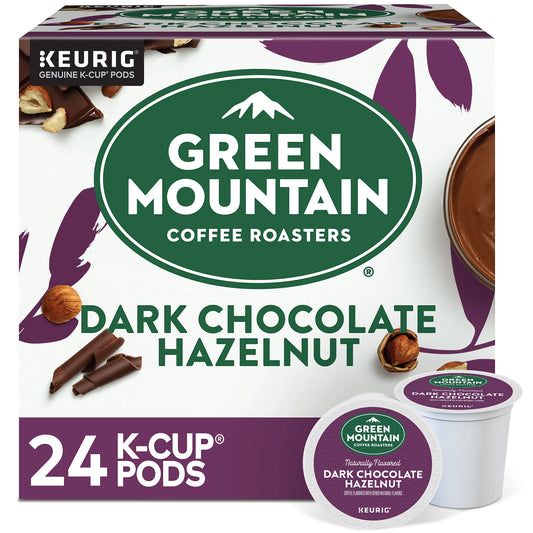 Green Mountain Dark Chocolate Hazelnut coffee pods by KupofK Coffee, featuring rich dark chocolate and hazelnut flavor.