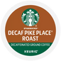 KupofK Coffee Starbucks Decaf Pike Place coffee box with 24 single-serve capsules, featuring the iconic Pike Place roast branding.