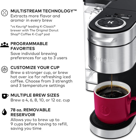 KupofK Coffee Keurig K-Supreme single-serve coffee maker in black with Multistream Technology for rich, flavorful brew.