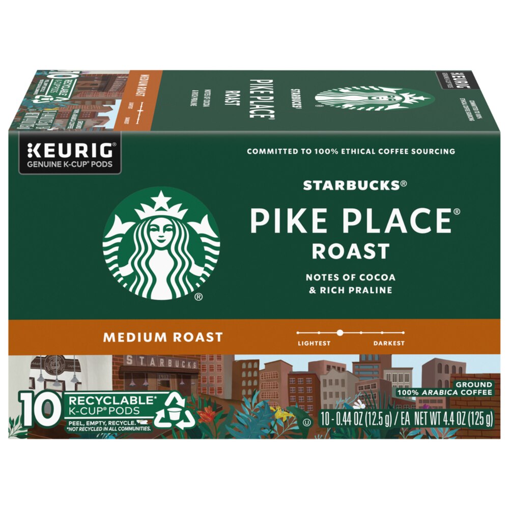 KupofK Coffee Starbucks Pike Place Roast K-cups for coffee brewing, 10 count, rich and bold flavor in a convenient capsule.