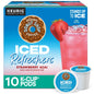 KupofK Coffee The Original Donut Shop Iced Refreshers Strawberry Acai flavored coffee, with a vibrant package and refreshing drink.