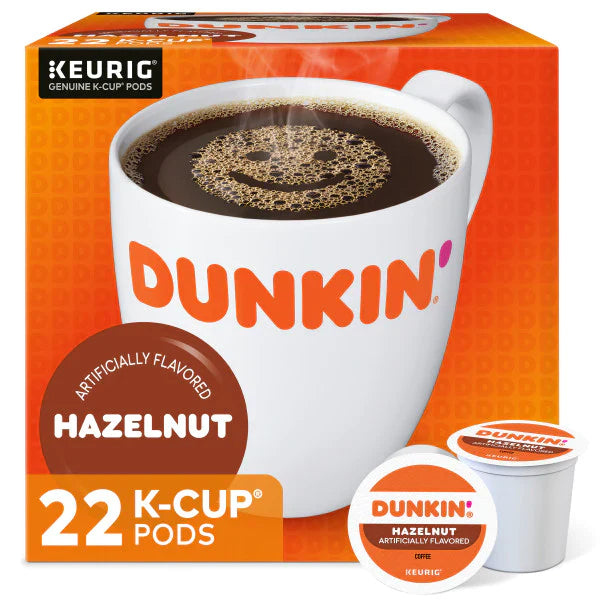 KupofK Coffee Dunkin Hazelnut flavored coffee K-Cup pods, 22 count, single-serve coffee pods with rich hazelnut aroma