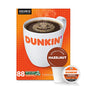 KupofK Coffee Dunkin Hazelnut flavored coffee K-Cup pods, 22 count, with packaging featuring coffee cups and hazelnut flavor imagery.