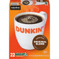 KupofK Coffee Dunkin Original Blend coffee K-cups, 22-count, in packaging showing the brand and product details.