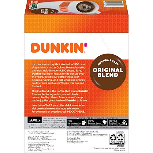KupofK Coffee Dunkin Original Blend K-cups for coffee brewing, featuring 22 single-serve coffee pods in a convenient package.