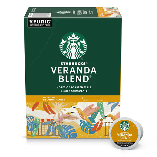 KupofK Coffee Starbucks Veranda Blend Keurig K-cups for coffee brewing, featuring rich, smooth coffee flavor in 22-count packaging.