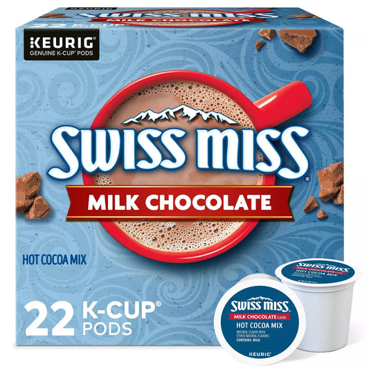 KupofK Coffee Swiss Miss Milk Chocolate Hot Cocoa K-cups, single-serving coffee pods with milk chocolate flavor.