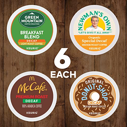 KupofK Coffee Keurig decaf coffee K-cups variety pack with 24 single-serve coffee pods for Keurig brewers.