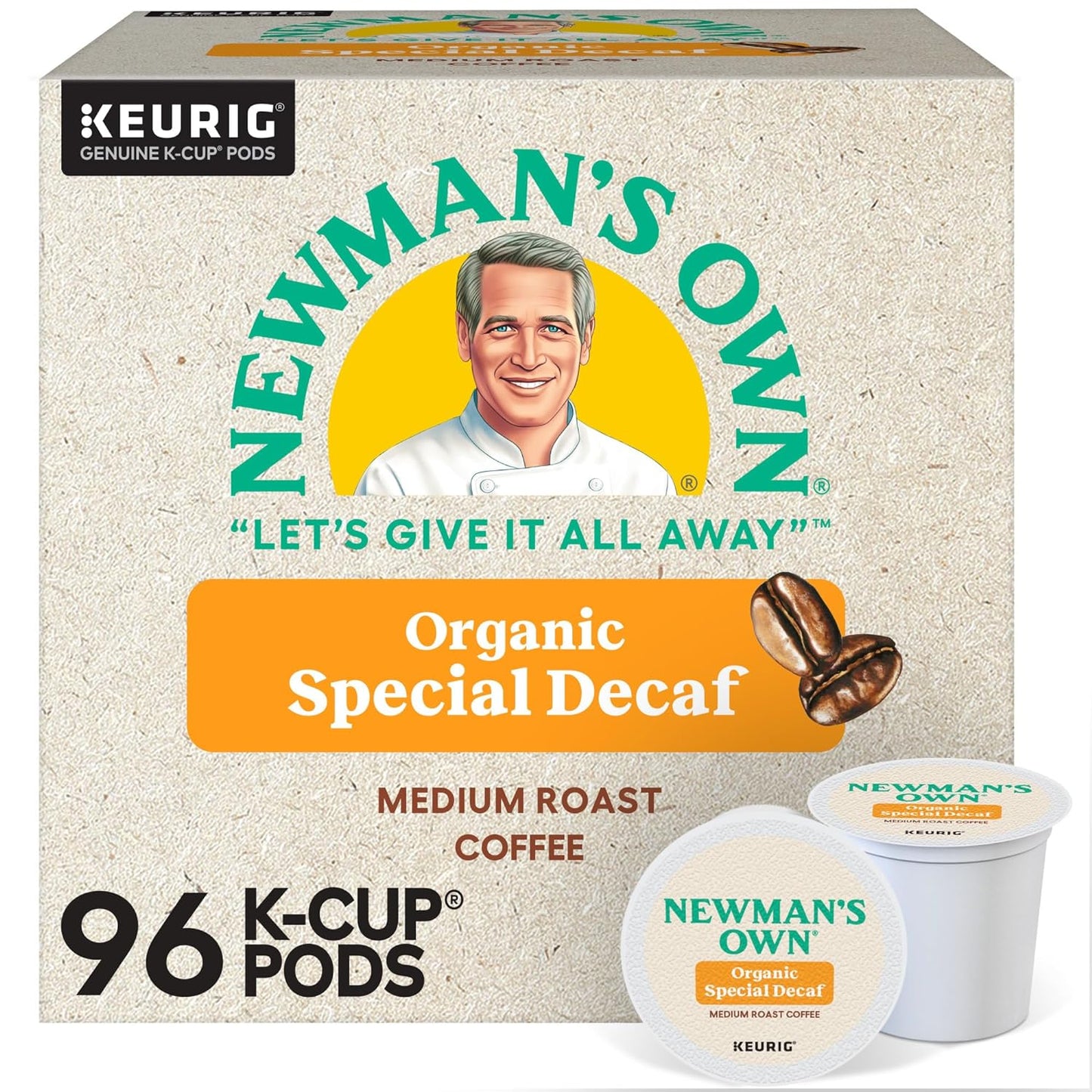 KupofK Coffee Newman's Own Organics Special Blend Decaf Coffee K-cups, 24-pack, for Keurig brewers, organic and flavorful.