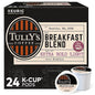 KupofK Coffee Tully's Breakfast Blend coffee K-cups, single-serve pods for Keurig brewers, rich and aromatic breakfast coffee.