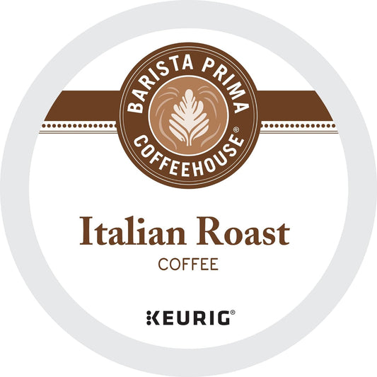 KupofK Coffee Barista Prima Italian Roast K-cup coffee pods, 24 count, rich dark roasted coffee for Keurig brewing.