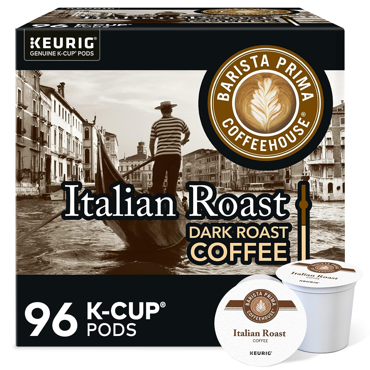 KupofK Coffee Barista Prima Italian Roast K-cups, single-serve coffee pods with rich, bold Italian roast flavor.