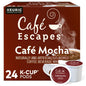 KupofK Coffee Cafe Escapes Cafe Mocha Keurig K-cups for coffee brewing, showing a box of 24 mocha-flavored K-cups.