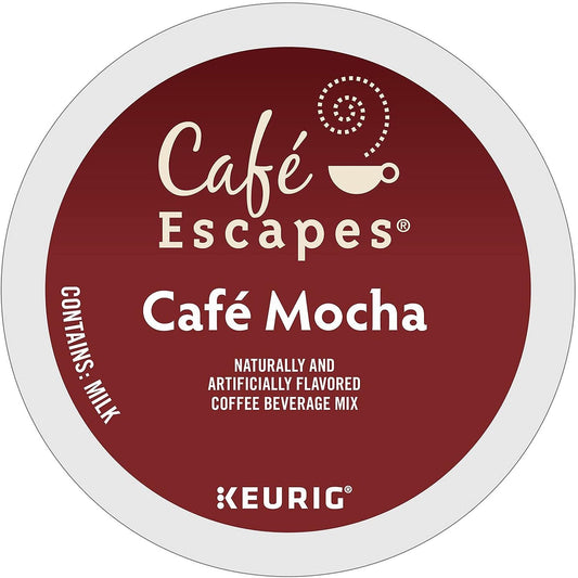 KupofK Coffee Cafe Escapes Cafe Mocha Keurig K-cups, 24-pack, rich coffee pods for Keurig brewers