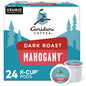 KupofK Coffee Caribou Mahogany K-cups for coffee brewing, showing a box of 24 premium coffee pods with rich mahogany flavor.