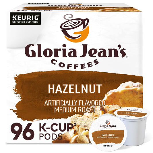 KupofK Coffee Gloria Jean's Hazelnut K-cups for Keurig, aromatic coffee pods with hazelnut flavor, 24-count.