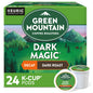 Green Mountain Dark Magic Decaf coffee K-cups by KupofK Coffee, showing a box of 24 single-serving pods for Keurig brewers.