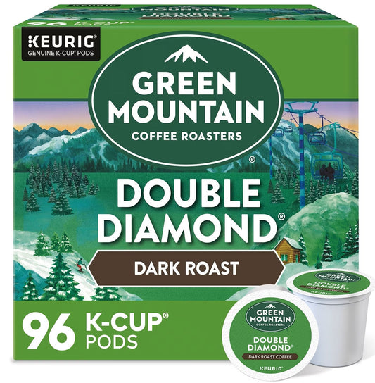 Green Mountain Double Diamond coffee K-cups by KupofK Coffee, showing 24-pack of single-serve coffee cups.