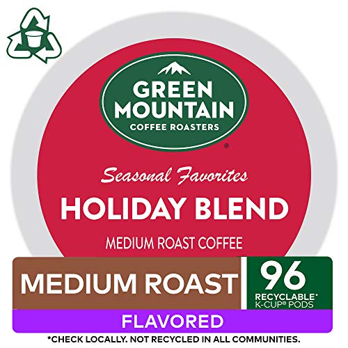 Green Mountain Holiday Blend K-cups by KupofK Coffee, premium coffee pods for Keurig machines, featuring festive holiday flavor.