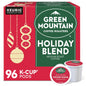 Green Mountain Holiday Blend coffee K-cups by KupofK Coffee, 24-count, showcasing the festive packaging and individual coffee pods.