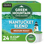 Green Mountain Nantucket Blend K-Cup coffee pods by KupofK Coffee, featuring vibrant green packaging and individual coffee pods