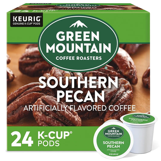 Green Mountain Southern Pecan K-cups by KupofK Coffee, coffee pods with rich pecan flavor in a 24-count package.
