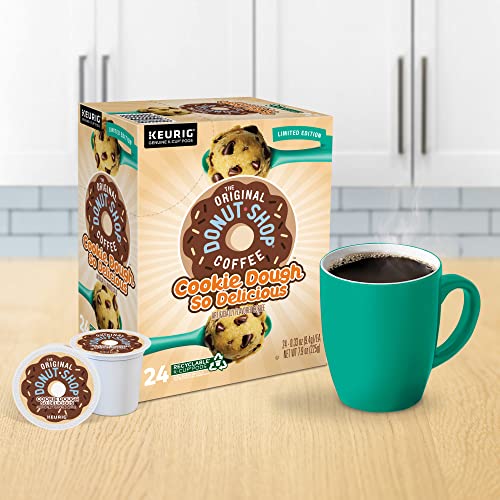 KupofK Coffee The Original Donut Shop Cookie Dough K-cups for coffee brewing, featuring rich cookie dough flavor in a 24-pack.