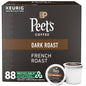 KupofK Coffee French Roast K-cups, single-serve coffee pods in a bulk box, featuring rich, bold flavor from Peet's French Roast blend.
