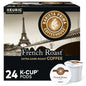 KupofK Coffee Barista Prima French Roast K-Cups for coffee makers, dark roasted coffee capsules in black packaging.