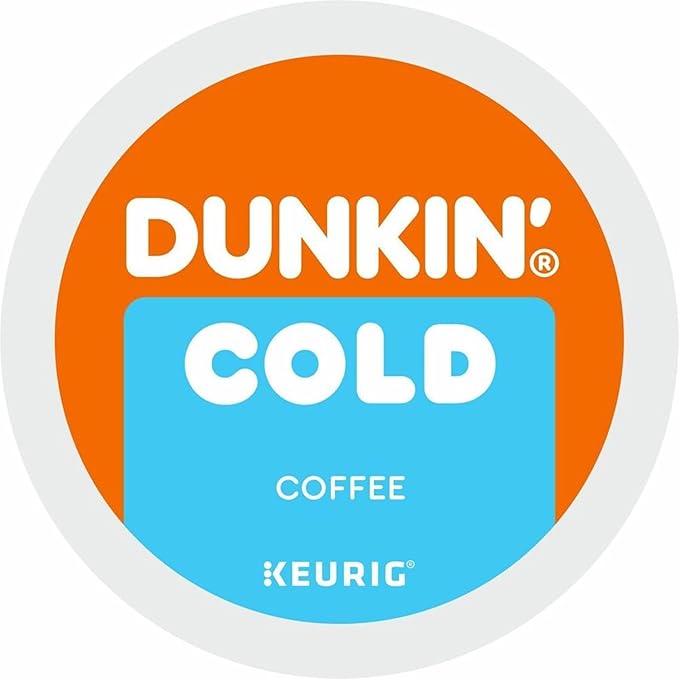 KupofK Coffee Dunkin Brew COLD Keurig K-Cup pod over ice, ready to brew cold coffee in a Keurig machine.