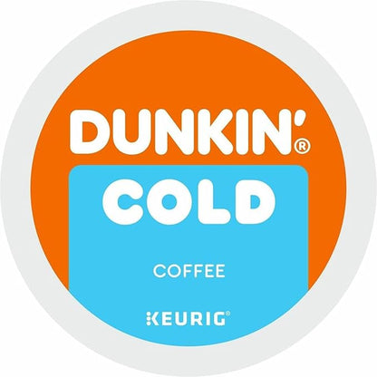 KupofK Coffee Dunkin Brew COLD Keurig K-Cup pod over ice, ready to brew cold coffee in a Keurig machine.